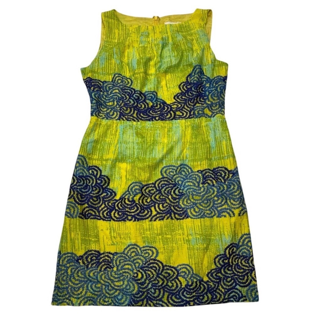 Tabitha Vibrant Yellow and Blue Midi Dress